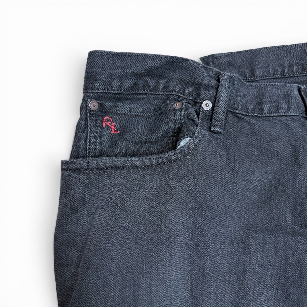Polo Ralph Lauren Mens 40 X 32 Dungarees Straight Leg Jeans Black Dark Wash RL